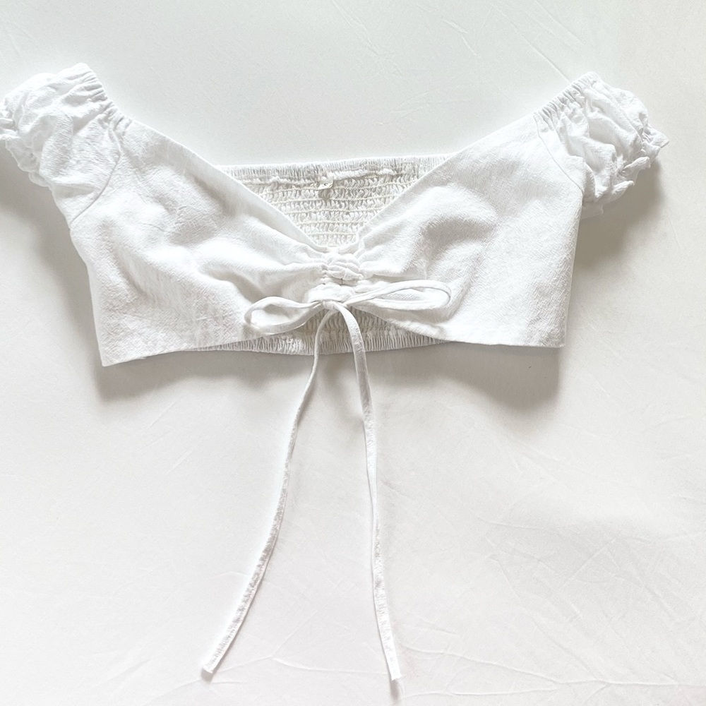 Zaful white front tie top